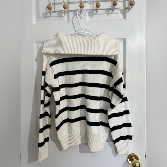 Cotton Striped Knit Pullover Sweater - Picture 2 of 6
